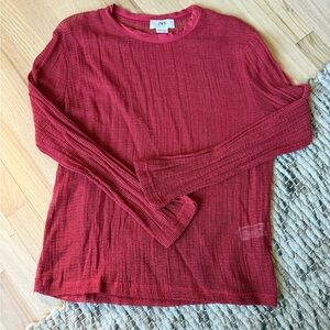 Zara Crimson Textured Long Sleeve Shirt